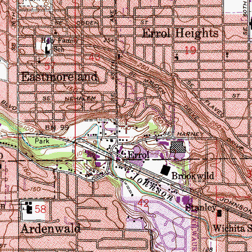 Topographic Map of Errol Heights City Park, OR