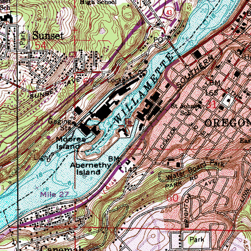Topographic Map of McLoughlin Promenade Park, OR