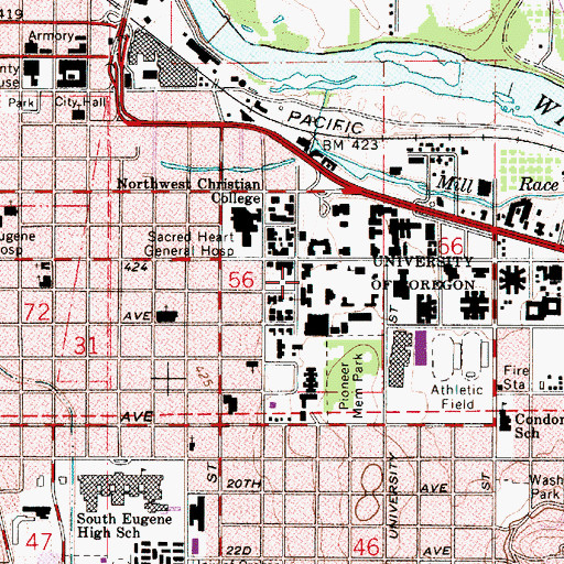 Topographic Map of Condon Hall - University of Oregon, OR