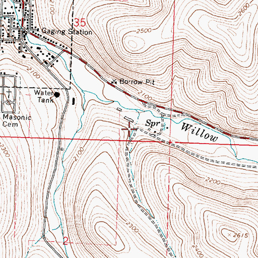 Topographic Map of Willow Creek Reservoir, OR