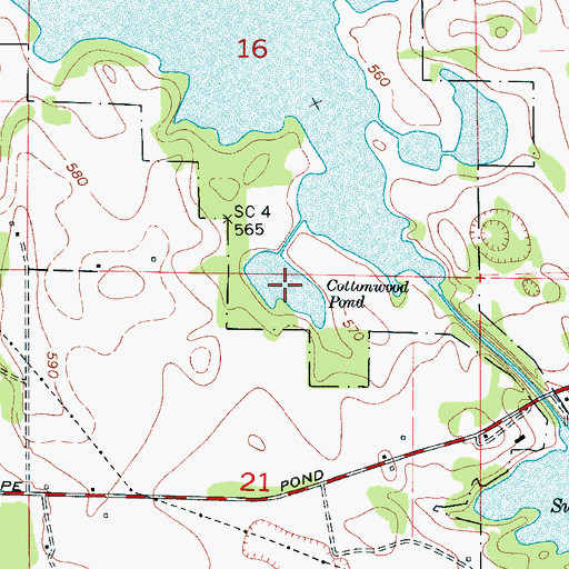Topographic Map of Cottonwood Pond, AL