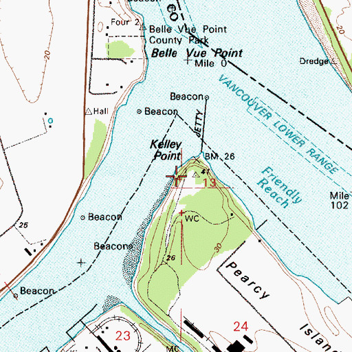 Topographic Map of Kelley Point City Park, OR