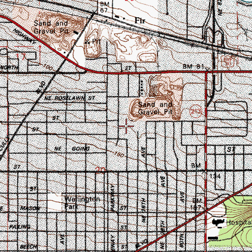Topographic Map of Sacajawea City Park, OR