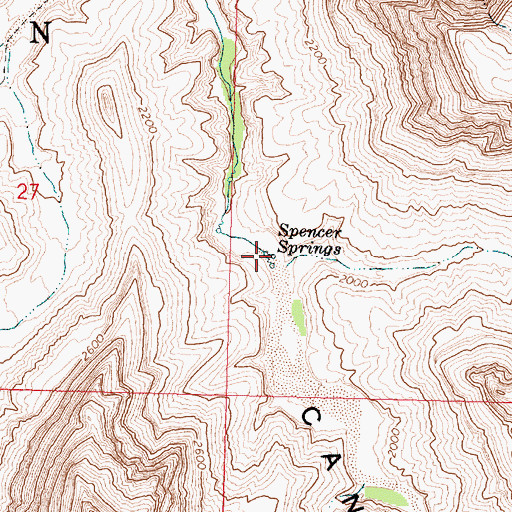 Topographic Map of Spencer Springs, AZ