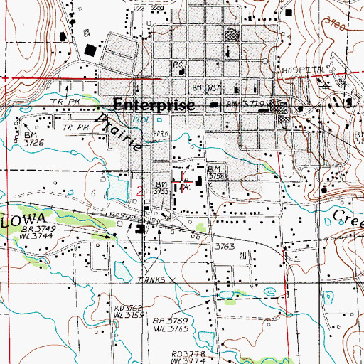 Topographic Map of Enterprise Compound Forest Service Station, OR