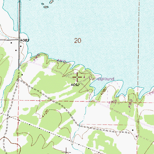 Topographic Map of Southwest Shore Recreation Site, OR