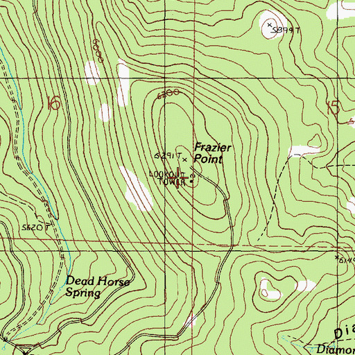 Topographic Map of Frazier Point Fire Lookout, OR