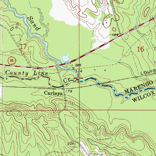Topographic Map of County Line Creek, AL