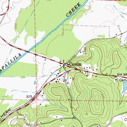 Topographic Map of Covin, AL