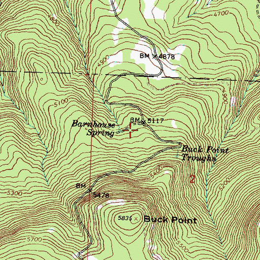 Topographic Map of Barnhouse Recreation Site, OR