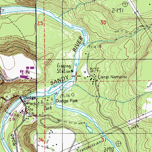 Topographic Map of Camp Namanu Post Office (historical), OR