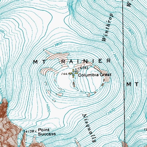 Topographic Map of Cascade Range, WA