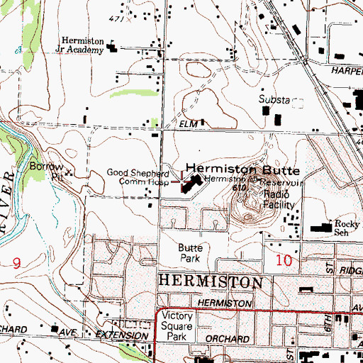 Topographic Map of Good Shepherd Medical Center, OR