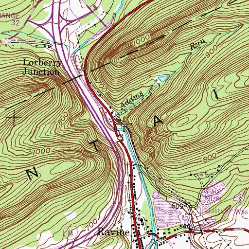 Topographic Map of Adams Run, PA