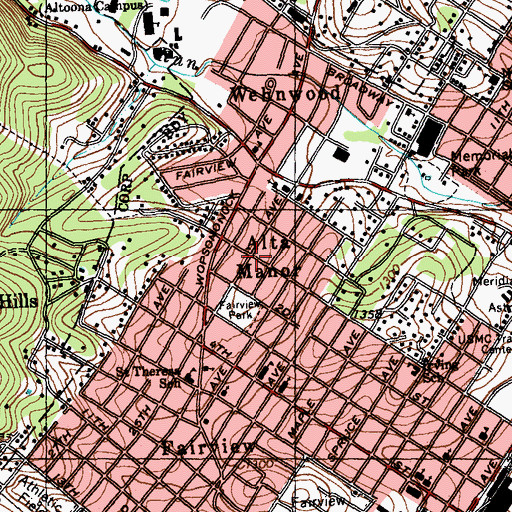 Topographic Map of Alta Manor, PA