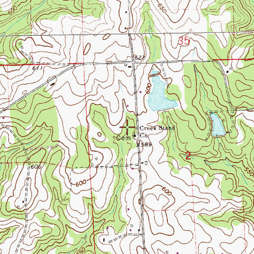 Topographic Map of Creek Stand Church, AL