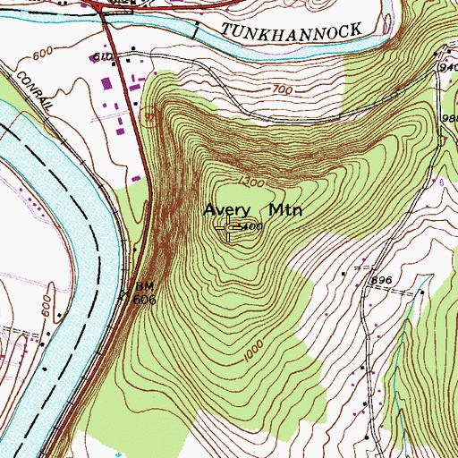 Topographic Map of Avery Mountain, PA