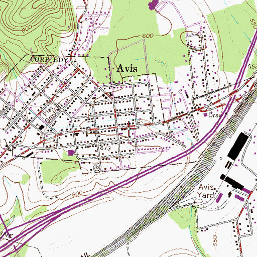 Topographic Map of Avis, PA