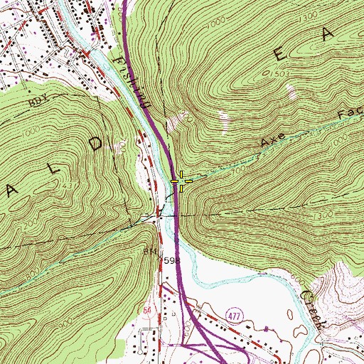 Topographic Map of Axe Factory Hollow, PA