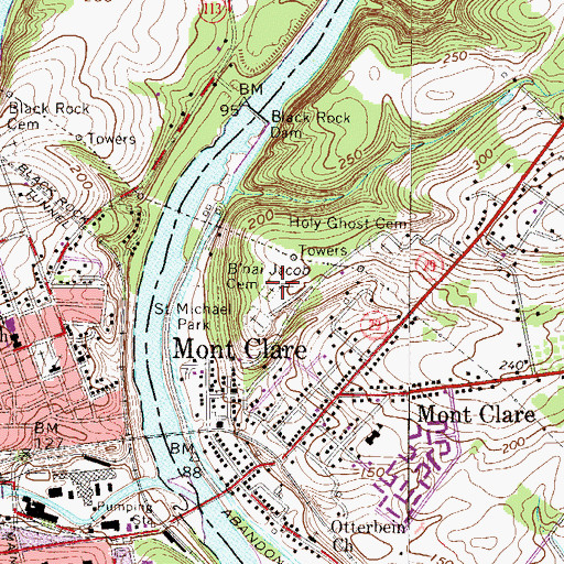 Topographic Map of B'nai Jacob Cemetery, PA
