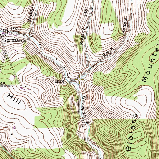 Topographic Map of Bach Hollow, PA