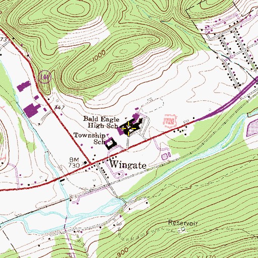 Topographic Map of Bald Eagle Area Middle - Senior High School, PA