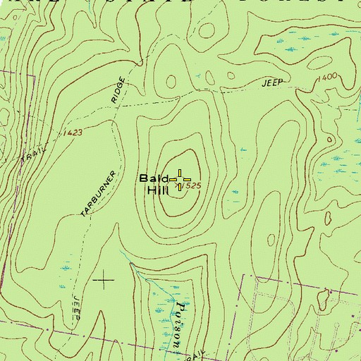 Topographic Map of Bald Hill, PA