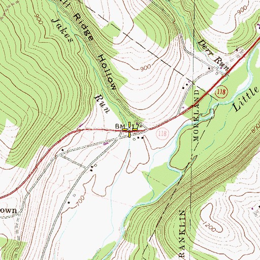 Topographic Map of Ball Ridge Hollow, PA
