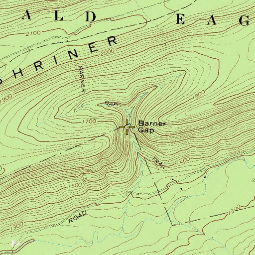 Topographic Map of Barner Gap, PA