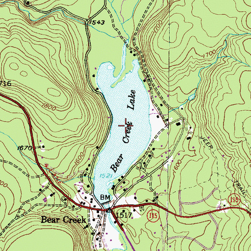 Topographic Map of Bear Creek Lake, PA