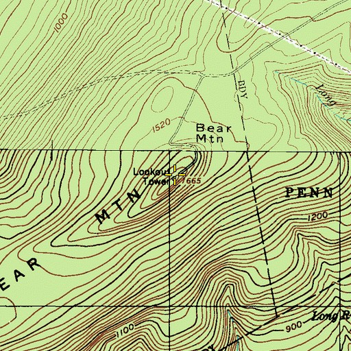Topographic Map of Bear Mountain, PA