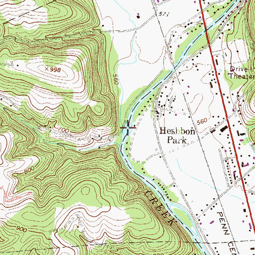 Topographic Map of Beautys Run, PA