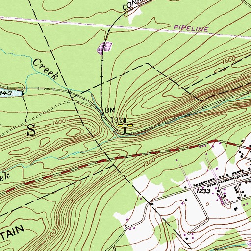 Topographic Map of Beaver Creek, PA