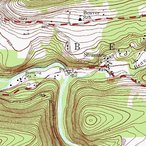 Topographic Map of Beaver Run, PA
