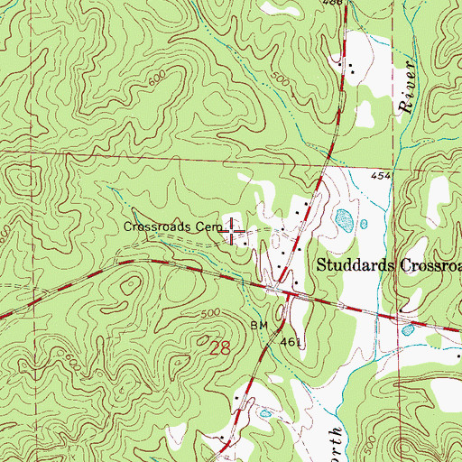 Topographic Map of Crossroads Cemetery, AL