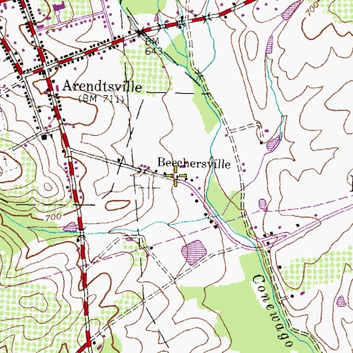 Topographic Map of Beechersville, PA