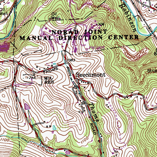 Topographic Map of Beechmont, PA