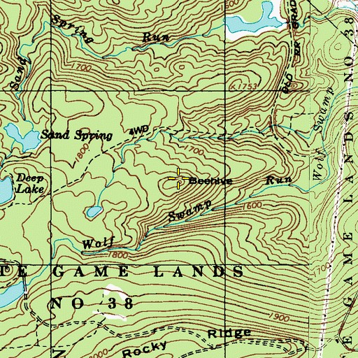 Topographic Map of Beehive, PA