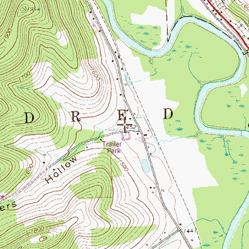 Topographic Map of Beers Hollow, PA