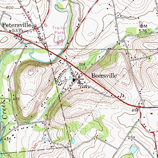 Topographic Map of Beersville, PA