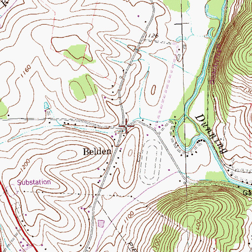 Topographic Map of Belden, PA