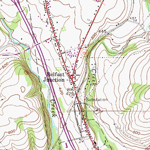 Topographic Map of Belfast Junction, PA