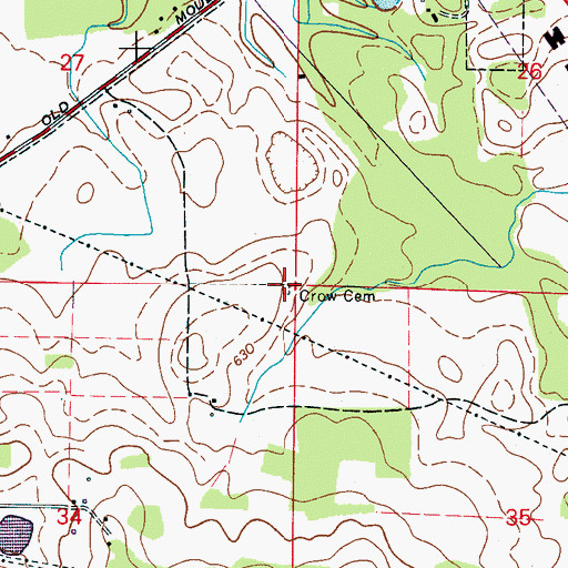 Topographic Map of Crow Cemetery, AL