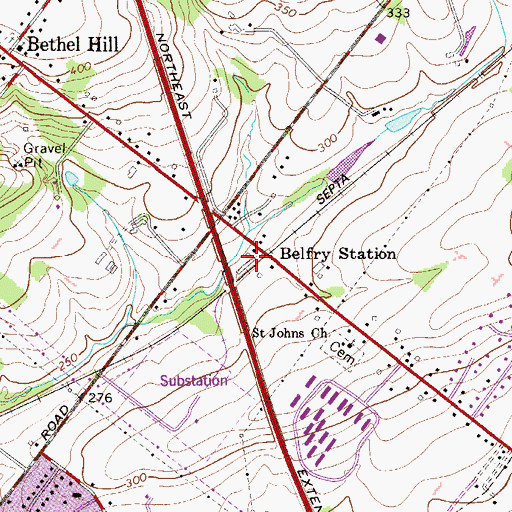 Topographic Map of Belfry Station, PA