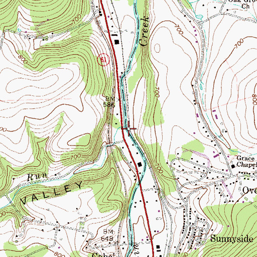 Topographic Map of Bennys Run, PA