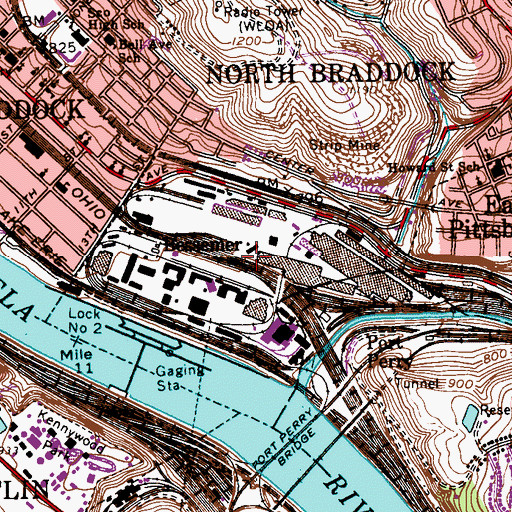 Topographic Map of Bessemer, PA