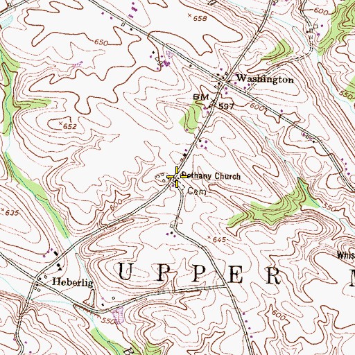 Topographic Map of Bethany Church, PA
