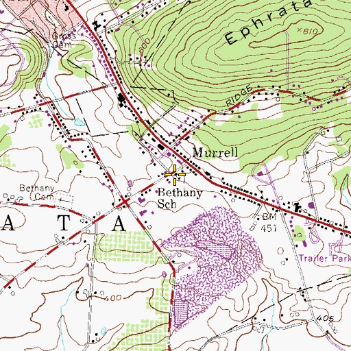 Topographic Map of Bethany School, PA