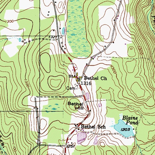Topographic Map of Bethel Church, PA