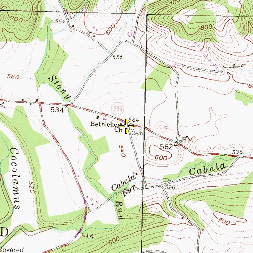 Topographic Map of Bethlehem Church, PA